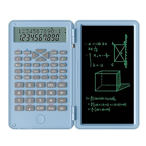 Wissenschaftlicher Taschenrechner mit Notizblock, 10-stelliger LCD-Display-Rechner, Pocket Mute, Multifunktionaler Tischrechner für Studenten, Weiterführende Schule und Hochschule (Himmelblau) von Cuifati