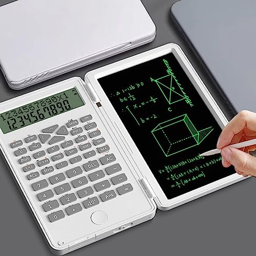 Wissenschaftlicher Taschenrechner mit Notizblock, 10-stelliger LCD-Display-Rechner, Pocket Mute, Multifunktionaler Tischrechner für Studenten, Weiterführende Schule und Hochschule (Weiss) von Cuifati