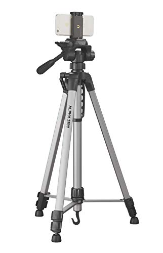 CULLMANN - 52126 - Alpha 2500 Mobile Stativ mit Smartphonehalter und 3-Wege-Kopf - Auszugshöhe 165 cm - Packmaß 67 cm - Tragfähigkeit 2 - 5 kg - Gewicht 1277 g - Silber von Cullmann