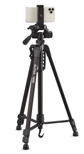 CULLMANN - 52119 - Alpha 1800 Stativ Mobile BT m. Smartphonehalter und Bluetooth-Auslöser - Auszugshöhe 140 cm - Packmaß 56 cm - mit 3-Wege-Kopf - max. Tragkraft 2 kg - Gewicht 900 g - Schwarz von Cullmann