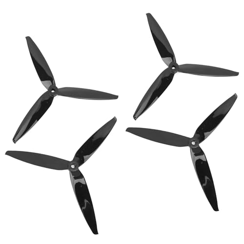 Culnflun RC Tri Blade Propeller, 4 Dreiblättrige CW & CCW Polycarbonat Dreiblattpropeller, Kleine Propeller für 7" & 8" FPV RC Racing Drohnen (Schwarz) von Culnflun