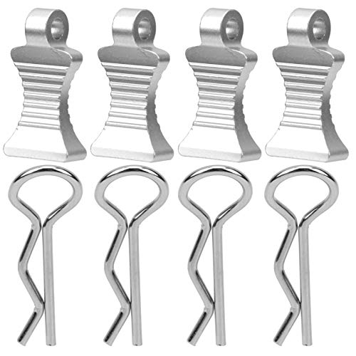 Culnflun RC Body Shell Clips Pin, 4pcs R -Typ Aluminiumlegierung RC -Karosserie -Clip -Stift mit Befestigungshalterung für 1/8 1/10 1/12 RC -Autos (Silve) von Culnflun
