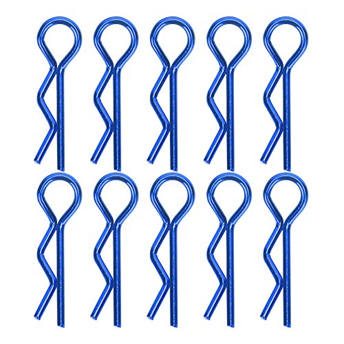 Culnflun RC Car Shell Clips, 10pcs 7mm RC -Autobild -Clip -Clip -Rshape -Metallkörperklammern ,, für 1/5 1/6 1/8 1/10 RC -Auto (Blau) von Culnflun