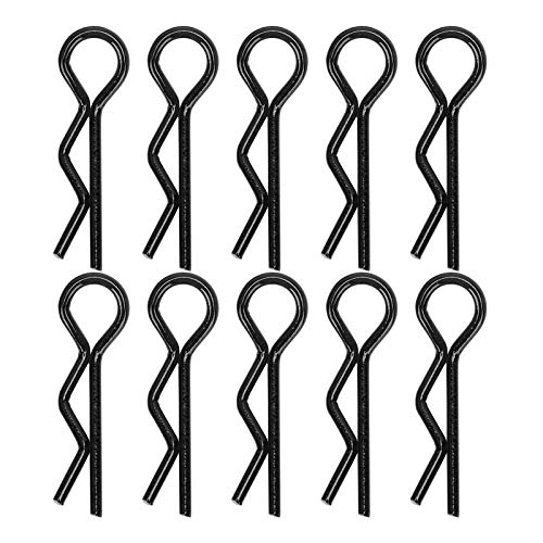 Culnflun RC Car Shell Clips, 10pcs 7mm RC -Autobild -Clip -Clip -Rshape -Metallkörperklammern ,, für 1/5 1/6 1/8 1/10 RC -Auto (Schwarz) von Culnflun