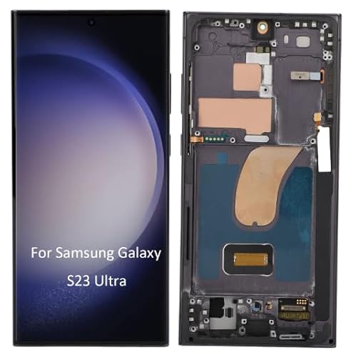 Culnflun OLED-Bildschirm Ersatz mit Rahmen, 6.8 Zoll OLED Original OLED Display Touchscreen Digitizer Baugruppe, Telefon-Touchscreen-Baugruppe für Galaxy S23 Ultra 5G SM S918B EU (Schwarz) von Culnflun