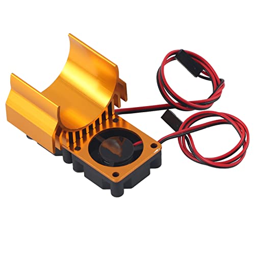 RC -Motor Kühlkörper Twin Kühllüfter Hochleistungs -Aluminiumlegierung Langlebiger Wärmeabteilung für 1/10 -Skala Elektro -RC -Auto Blau Silber Gold (Gold) von Culnflun