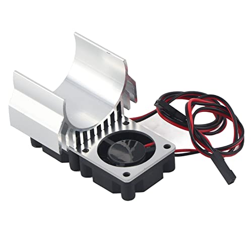 RC -Motor Kühlkörper Twin Kühllüfter Hochleistungs -Aluminiumlegierung Langlebiger Wärmeabteilung für 1/10 -Skala Elektro -RC -Auto Blau Silber Gold (Silber) von Culnflun