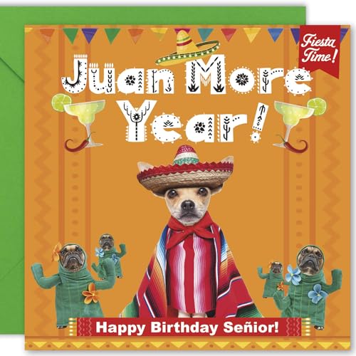 Cult Kitty,Juan More Year,Witz Happy Birthday Karten für Ihn,Lustige Geburtstagskarte für Sie,Lustige Geburtstagskarten für Männer,Hund Geburtstagskarte,Süße Karte Hund von Cult Kitty