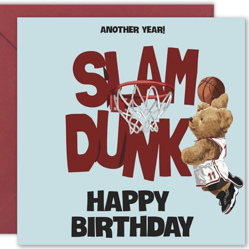 Cult Kitty - Slam Dunk Geburtstagskarte – Kinder Basketball Geburtstagskarte für Ihn – Papa Geburtstagskarte – Sohn Geburtstagskarte – Karten für Ehemann, Freund von Cult Kitty