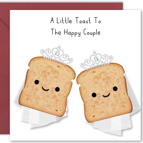 Cult Kitty Toast To Happy Couple Lesbian - Süße schwule Frau, lesbische Hochzeitskarte für Frauen - Dicke, Premium-Hochzeitskarte für Frauen, tolle Braut oder schwule Frau Karte mit buntem Umschlag von Cult Kitty