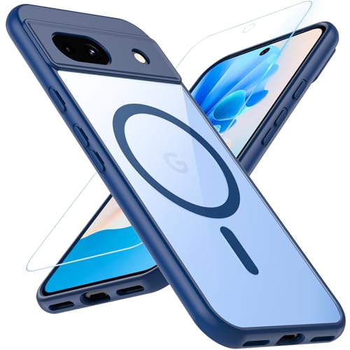 Cum2giff Magnetische Hülle für Google Pixel 8A, Militärischer Schutz mit Schutzglas, MagSafe Kompatibel, Blau von Cum2giff