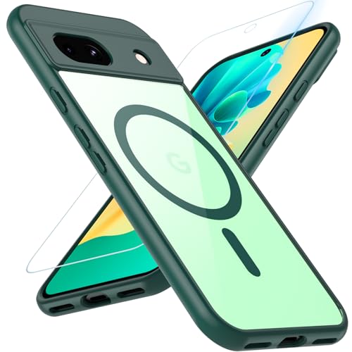 Cum2giff Magnetisch für Google Pixel 8A Hülle, Google Pixel 8A Handyhülle für MagSafe mit Schutz Glas Militärschutz Schutzhülle Case für Google Pixel 8A (Grün) von Cum2giff