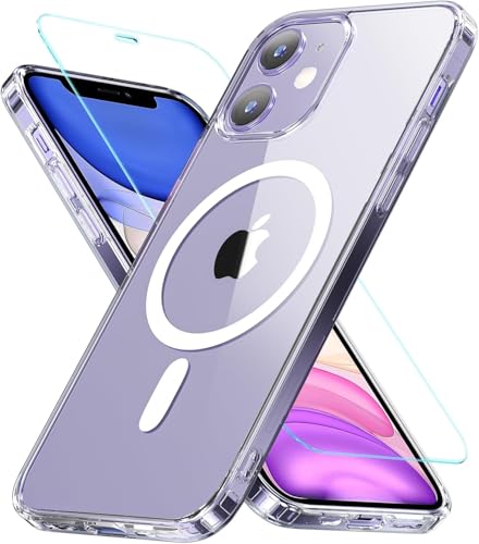 Cum2giff Magnetisch für iPhone 11 Hülle, iPhone 11 Handyhülle für MagSafe mit Schutz Glas Militärschutz Schutzhülle Case für iPhone 11 (Klar) von Cum2giff