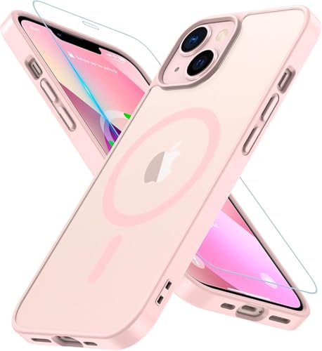 Cum2giff Magnetisch für iPhone 13 Hülle/iPhone 14 Hülle, mit Schutz Glas iPhone 13/iPhone 14 Handyhülle für MagSafe Militärschutz Schutzhülle Case für iPhone 13/iPhone 14 (Rosa) von Cum2giff