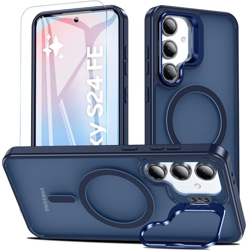 Cum2giff Magnetisch & Ständer für Samsung Galaxy S24 FE Hülle mit Schutzfolie, Militärschutz Handyhülle für S24 FE mit MagSafe, Durchscheinend Matt Stoßfeste Schutzhülle, Blau Cum2giff Magnetisch & Ständer für Samsung Galaxy S24 FE Hülle mit Schutzfolie, Militärschutz Handyhülle für S24 FE mit MagSafe, Durchscheinend Matt Stoßfeste Schutzhülle, Blau von Cum2giff