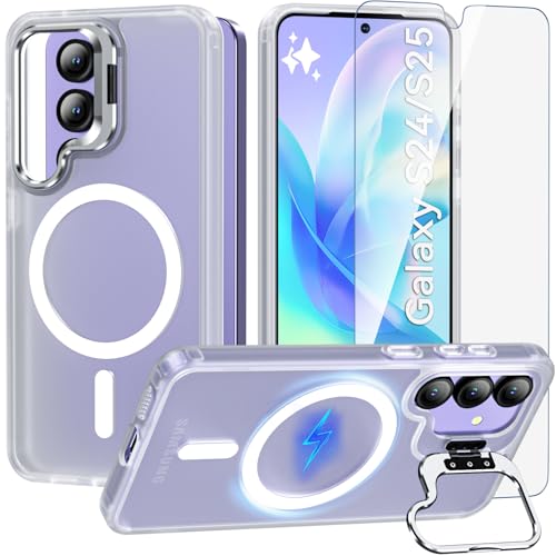 Cum2giff Magnetisch & Ständer für Samsung Galaxy S25/S24 Hülle mit Schutzfolie, Militärschutz Handyhülle für S25/S24 mit MagSafe, Durchscheinend Matt Stoßfeste Schutzhülle,Durchscheinend Cum2giff Magnetisch & Ständer für Samsung Galaxy S25/S24 Hülle mit Schutzfolie, Militärschutz Handyhülle für S25/S24 mit MagSafe, Durchscheinend Matt Stoßfeste Schutzhülle,Durchscheinend von Cum2giff