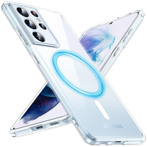 Cum2giff Magnetische Schutzhülle für Samsung Galaxy S21 Ultra, kompatibel mit Magsafe, stoßfest, Fallschutz in Militärqualität, vollständig transparent, schlank, robust, stoßfest, für S21 Ultra 17,3 von Cum2giff