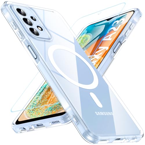 Cum2giff Schutzhülle für Samsung Galaxy A23 5G, magnetische Galaxy A23 5G, Handyhülle mit Displayschutzfolie, Anti-Fingerabdruck, stoßfest, dünn, durchscheinend, matt, Schutzhülle für A23 5G/4G, Klar Cum2giff Schutzhülle für Samsung Galaxy A23 5G, magnetische Galaxy A23 5G, Handyhülle mit Displayschutzfolie, Anti-Fingerabdruck, stoßfest, dünn, durchscheinend, matt, Schutzhülle für A23 5G/4G, Klar von Cum2giff