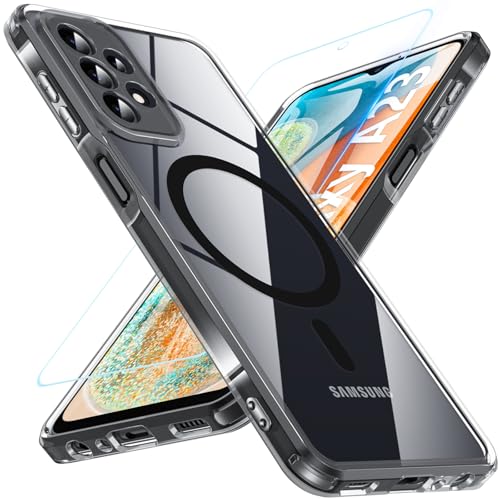 Cum2giff Schutzhülle für Samsung Galaxy A23 5G, magnetische Galaxy A23 5G, Handyhülle mit Displayschutzfolie, [Anti-Fingerabdruck], stoßfest, dünn, transparent, Rückseite Schutzhülle für A23 5G/4G von Cum2giff