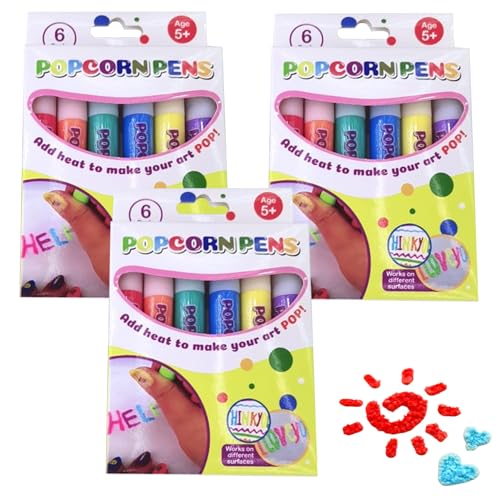 Cunlvyyds Popcorn -Stifte 18pcs/3pack 3d Art Safe Magic Puffy Stifte 6 Farben DIY Bubble Popcorn Zeichnung für Begrüßung Geburtstagskarten Kinder, Magic Puffy Cunlvyyds Popcorn -Stifte 18pcs/3pack 3d Art Safe Magic Puffy Stifte 6 Farben DIY Bubble Popcorn Zeichnung für Begrüßung Geburtstagskarten Kinder, Magic Puffy von Cunlvyyds