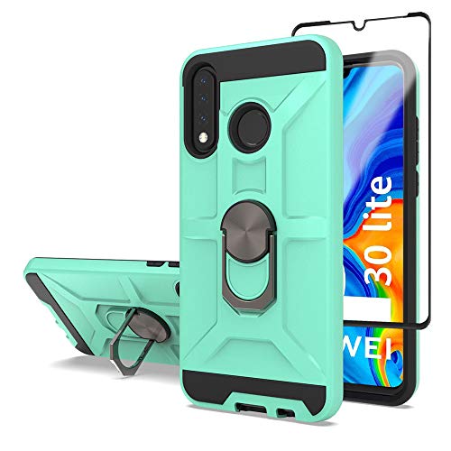 Cuoqing Hülle für Huawei P30 Lite, Huawei P30 Lite Hülle, P30 Lite Hull mit Schutzfilm, 360 Grad Ring Handyhülle Hüllen Bumper Schutzhülle Case für Huawei P30 Lite Handyhülle von Cuoqing