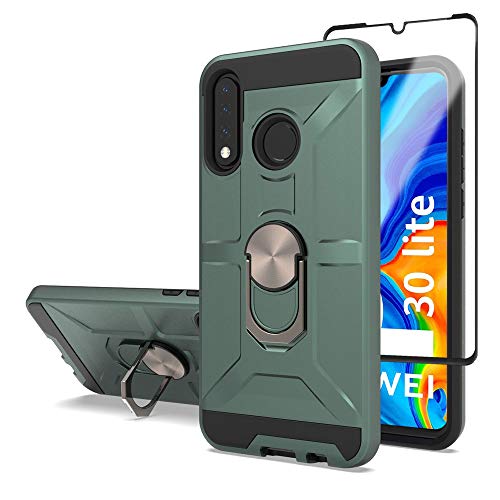 Cuoqing Hülle für Huawei P30 Lite, Huawei P30 Lite Hülle, P30 Lite Hull mit Schutzfilm, 360 Grad Ring Handyhülle Hüllen Bumper Schutzhülle Case für Huawei P30 Lite Handyhülle von Cuoqing