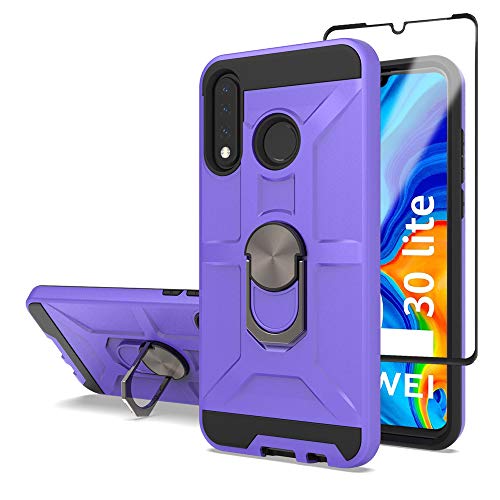 Cuoqing Hülle für Huawei P30 Lite, Huawei P30 Lite Hülle, P30 Lite Hull mit Schutzfilm, 360 Grad Ring Handyhülle Hüllen Bumper Schutzhülle Case für Huawei P30 Lite Handyhülle von Cuoqing