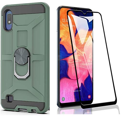 Cuoqing Hülle für Samsung Galaxy A10 Handyhülle mit Panzerglas Schutzfolie, Stoßfest Schlank Silikon 360 Grad Schutz Mit Ständer für Samsung Galaxy A10 (Hellgrün) von Cuoqing