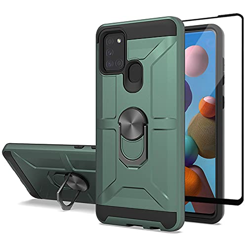 Cuoqing Hülle für Samsung Galaxy A21s, Samsung A21s Hülle, 360 Grad Ring Handyhülle Hull Bumper Schutzhülle Hüllen für Samsung Galaxy A21s Handyhülle,Dark Green von Cuoqing