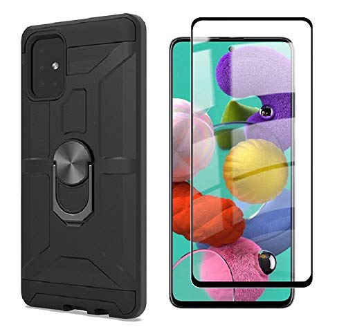 Cuoqing Hülle für Samsung Galaxy A51, Samsung A51 Hülle Mit Schutzfolie 360 Grad Ring Handy Hüllen Bumper Schutzhülle für Samsung Galaxy A51 Handyhülle,Black von Cuoqing