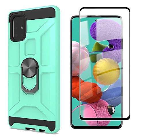 Cuoqing Hülle für Samsung Galaxy A71, A71 Handyhülle mit Schutzfolie, Handyhülle Hull Stoßfest 360 Grad Schutz Mit Ständer für Samsung Galaxy A71(Hellgrün) von Cuoqing