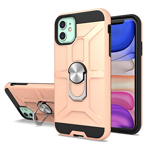 Cuoqing Hülle für iPhone 11, iPhone 11 Hülle, iPhone 11 Hull 360 Grad Ring Handy Hüllen Hull Bumper Schutzhülle Case für iPhone 11,Rose Gold von Cuoqing