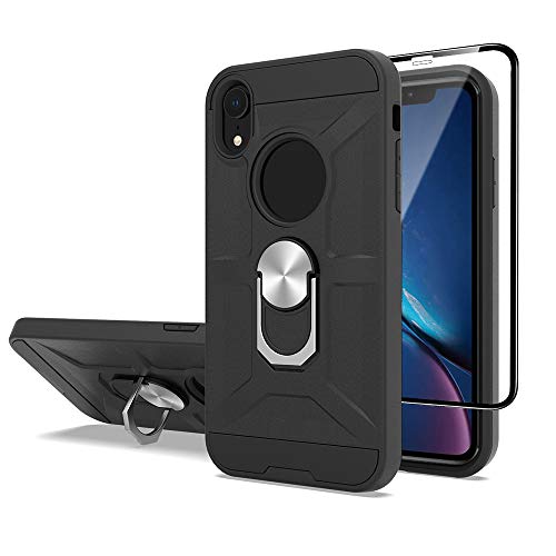 Cuoqing Hülle für iPhone XR, iPhone XR Hülle, 360 Grad Ring Handy Hüllen Cover Bumper Schutzhülle Case für iPhone XR Handyhülle，Black von Cuoqing