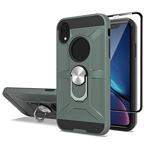 Cuoqing Hülle für iPhone XR, iPhone XR Hülle, 360 Grad Ring Handy Hüllen Cover Bumper Schutzhülle Case für iPhone XR Handyhülle,Dark Green von Cuoqing