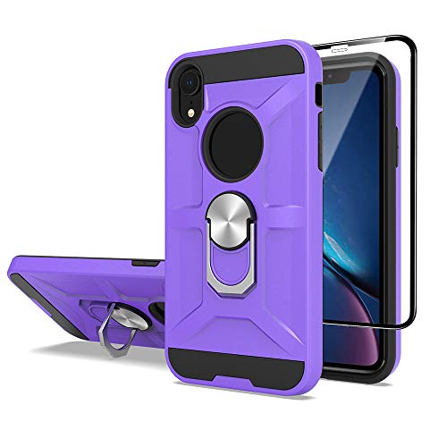 Cuoqing Hülle für iPhone XR, iPhone XR Hülle, 360 Grad Ring Handy Hüllen Cover Bumper Schutzhülle Case für iPhone XR Handyhülle,Purple von Cuoqing