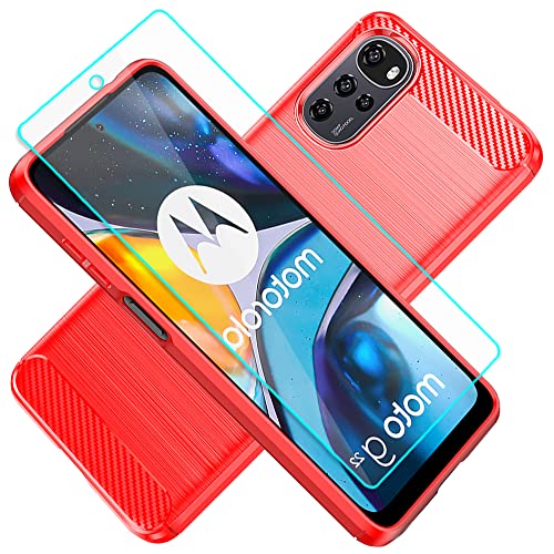 Cuoqing Moto G22 Hülle, Motorola Moto G22 Hülle mit HD-Displayschutzfolie, weiches TPU, schmal, modisch, rutschfest, Schutzhülle für Motorola Moto G22 (Motorola Moto G22 Hülle + blau) von Cuoqing