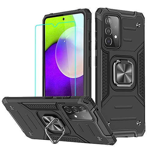 Cuoqing Samsung A52s 5G Hülle,Samsung Galaxy A52s 5G Hülle with HD Handy-Schutzfolie 360 Grad Drehung Fingerring StänderArmor Stoßfest Handyhülle Hull Handyhulle für Samsung Galaxy A52s 5G von Cuoqing