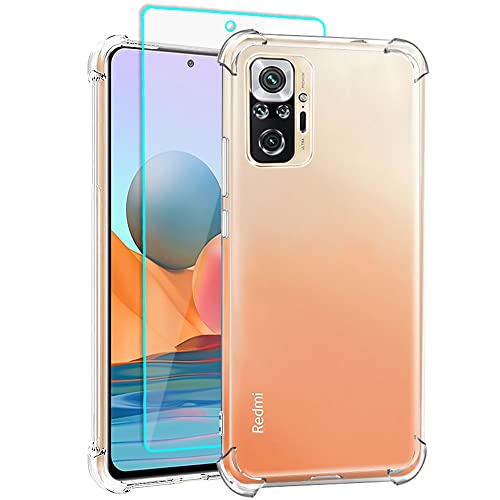 Cuoqing Xiaomi Redmi Note 10 Pro Hülle, Redmi Note 10 Pro Handyhülle, mit HD Schutzfolie [Military Grade Stoßfest] Schutzhülle mit Ständer Schutzhülle Case Cover für Xiaomi Redmi Note 10 Pro (Clear) von Cuoqing