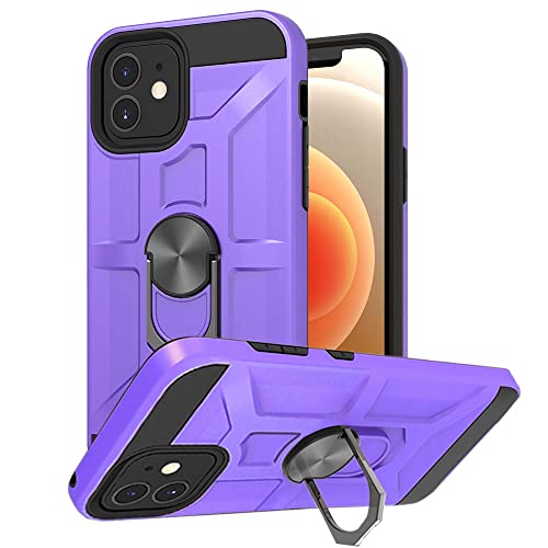 Cuoqing iPhone 12 Hülle, iPhone 12 Pro Hülle, 12 Pro Hull Mit Schutzfolie 360 Grad Ring Handy Hüllen Bumper Schutzhülle für iPhone 12/iPhone 12 Pro,Purple von Cuoqing