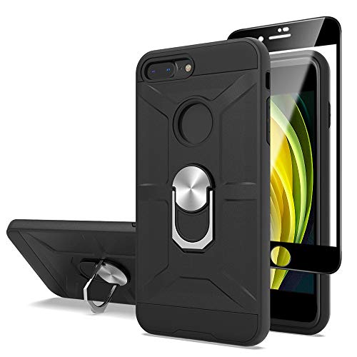 Cuoqing iPhone SE (2020) Hülle, Handyhülle for iPhone 8, iPhone 7 Hülle 360 Grad Ring Handy Hüllen Hull Bumper Schutzhülle Case für iPhone SE 2020/iPhone 8/iPhone 7 Handyhülle,Black von Cuoqing
