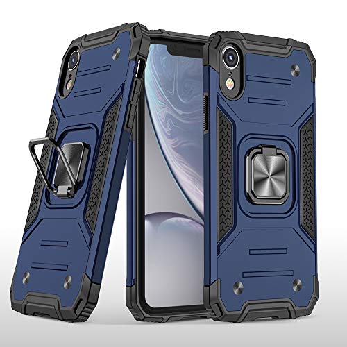 Cuoqing iPhone XR Hülle, iPhone XR Handyhülle, Military Grade Schutz [360 Grad Drehung Fingerring Ständer] Armor Stoßfest Handyhülle Silikon Hull für iPhone XR,Blue von Cuoqing