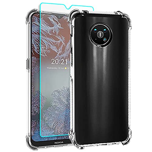 Nokia G10 Hülle, Nokia G20 Hülle mit HD Schutzfolie, Dünne Transparent Stoßfest Anti-Kratzer Silikon Crystal Handyhülle für Nokia G10/G20 (Transparent) von Cuoqing