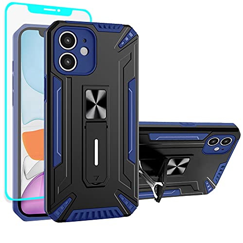 iPhone 11 Hülle, Handyhülle iPhone 11, mit HD Schutzfolie [Military Grade Stoßfest] Schutzhülle mit Ständer Schutzhülle Case Cover für iPhone 11 (Blau) von Cuoqing