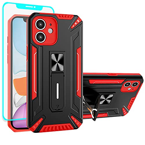 iPhone 11 Hülle, Handyhülle iPhone 11, mit HD Schutzfolie [Military Grade Stoßfest] Schutzhülle mit Ständer Schutzhülle Case Cover für iPhone 11 (Rot) von Cuoqing