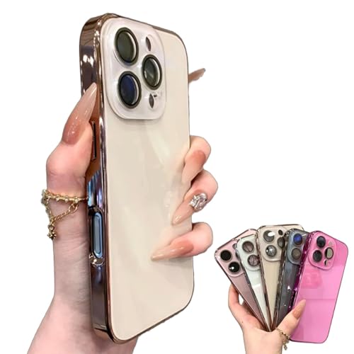 CupitiDU Fortschrittliche galvanisierte Glaslinsenfolie für iPhone, luxuriös, kratzfest, stoßfest, Kameralinsenschutz für iPhone 16/15/14/13 Pro Max (BGE, für 14Pro) von CupitiDU