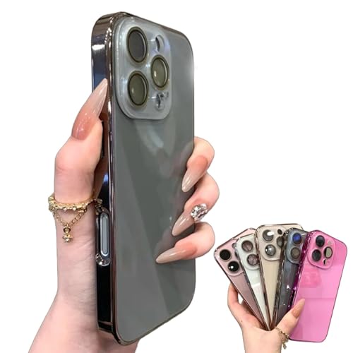 CupitiDU Fortschrittliche galvanisierte Glaslinsenfolie für iPhone, luxuriös, kratzfest, stoßfest, Kameralinsenschutz für iPhone 16/15/14/13 Pro Max (Grau, für 16ProMax) von CupitiDU