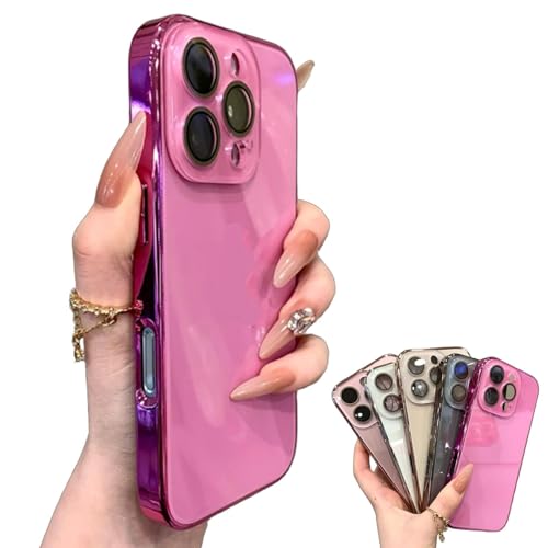 CupitiDU Fortschrittliche galvanisierte Glaslinsenfolie für iPhone, luxuriös, kratzfest, stoßfest, Kameralinsenschutz für iPhone 16/15/14/13 Pro Max (Rosa, für 12ProMax) von CupitiDU