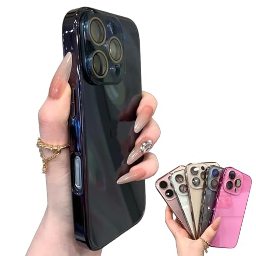 CupitiDU Fortschrittliche galvanisierte Glaslinsenfolie für iPhone, luxuriös, kratzfest, stoßfest, Kameralinsenschutz für iPhone 16/15/14/13 Pro Max (Schwarz, für 14 ProMax) von CupitiDU