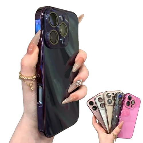 CupitiDU Fortschrittliche galvanisierte Glaslinsenfolie für iPhone, luxuriös, kratzfest, stoßfest, Kameralinsenschutz für iPhone 16/15/14/13 Pro Max (lila, für 13) von CupitiDU