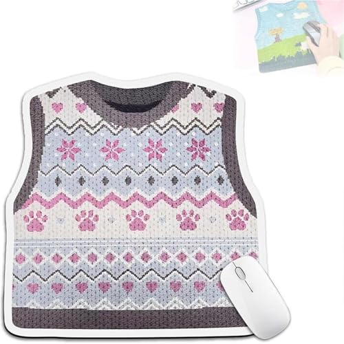 CupitiDU Mauspad mit Strickpullover-Muster, lustiges Strickpullover-Muster, quadratisch, rutschfeste Gummiunterseite für Zuhause, Büro (Stil B, 28 x 28 cm) von CupitiDU